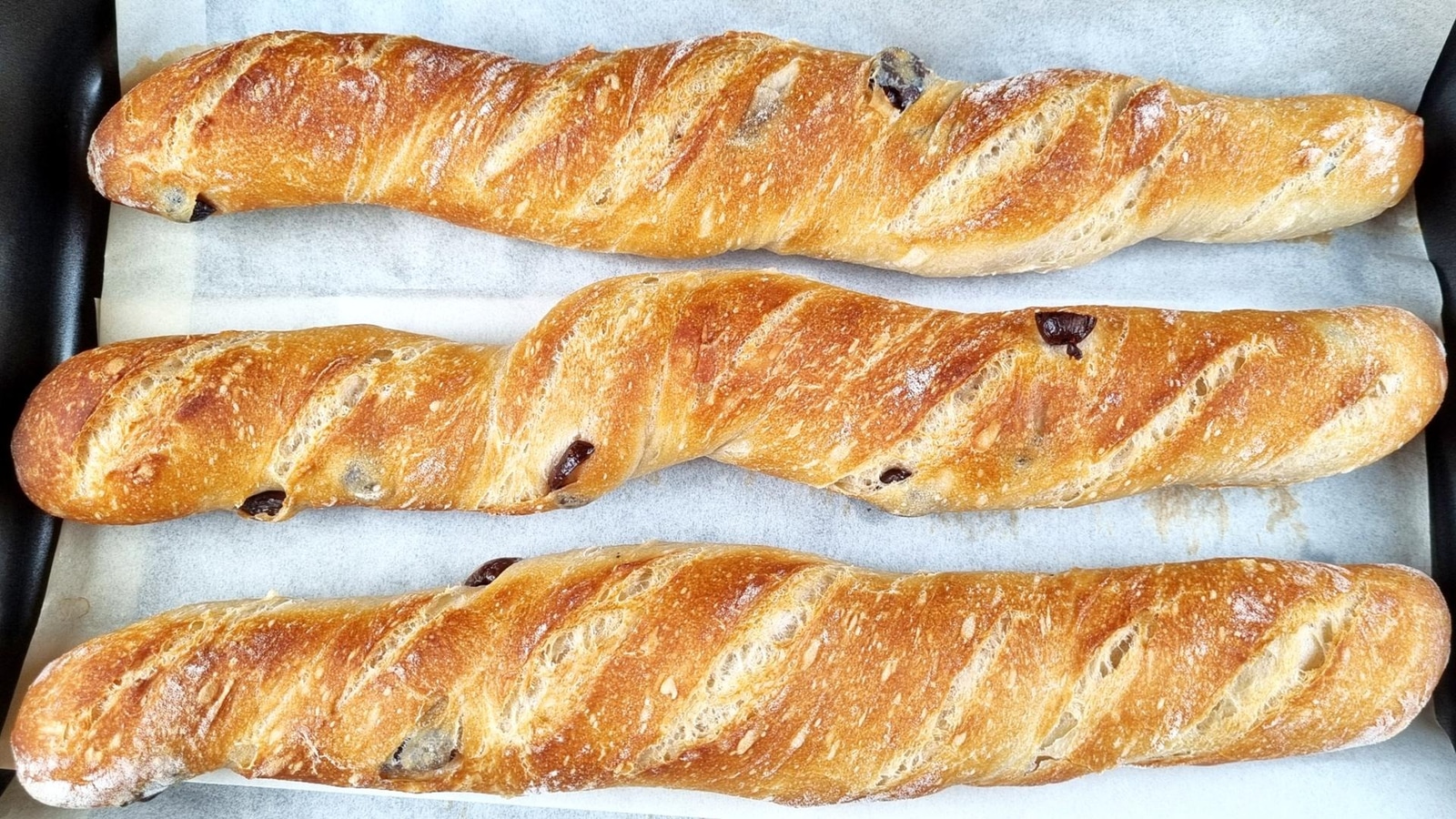 Twisted Olive Baguettes
